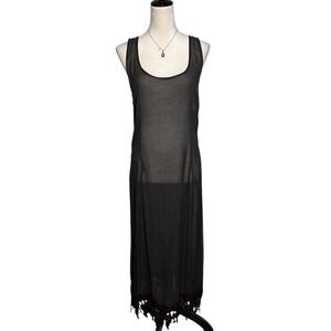 New Options Kate‎ Geddes Black Sheer Beach Cover Up Minimalist Maxi Dress Large